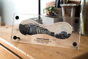 Yankee Stadium Print on Restored Baseball Leather