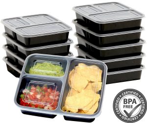 SimpleHouseware 3 Compartment Food Grade Meal Prep Storage Container Boxes