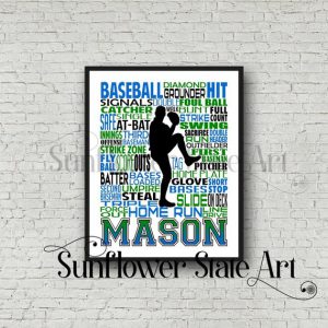 custom basebal typography art