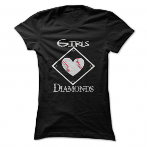 girls love diamonds softball tshirt