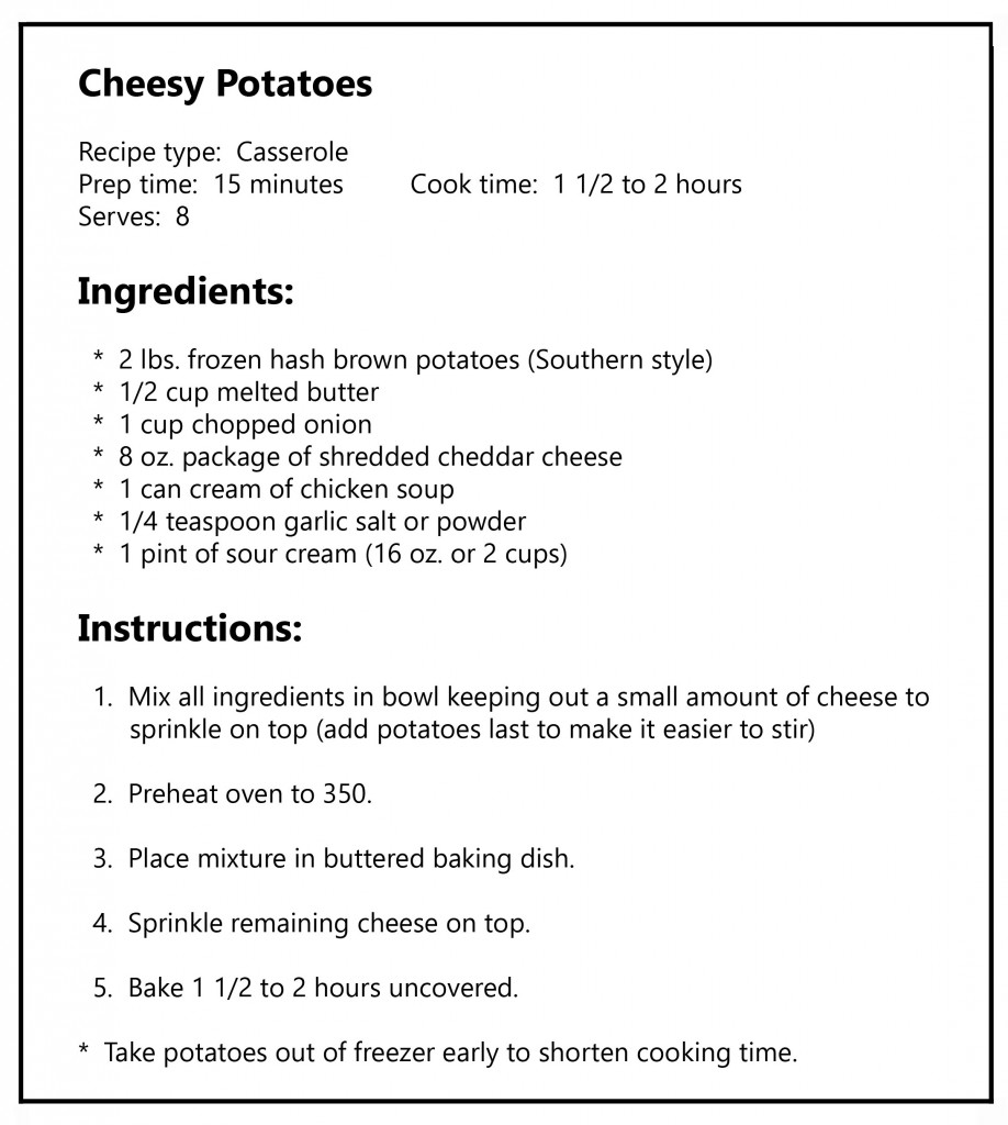 cheesy potatoes recipe