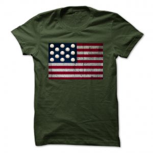 distressed american flag with baseballs forest tshirt