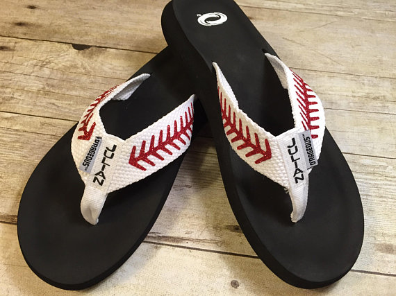 personalized baseball flip flops