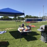shade tent in the outfield