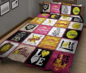 Live Love Softball Quilt Bedding Set