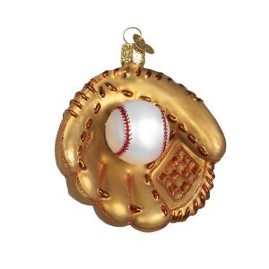 baseball mitt glass ornament