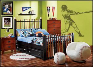 baseball-themed-bedroom-with-bat-bed