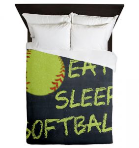 CafePress – Eat, Sleep, Softball – Queen Duvet Cover