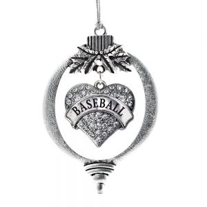 inspired silver heart baseball ornament