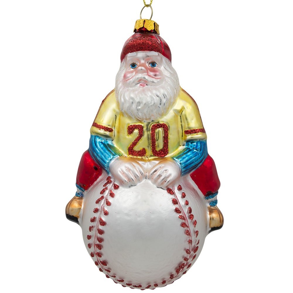 santa claus baseball player ornament