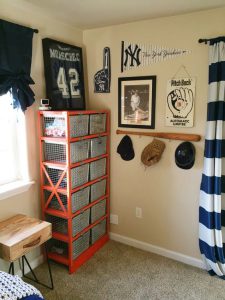 baseball bat rack and shelf idea