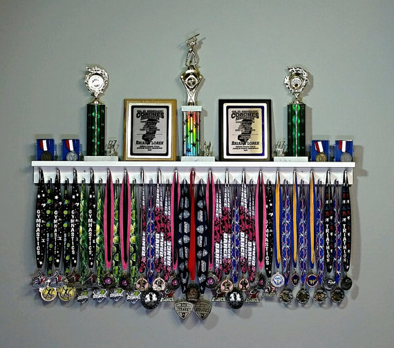 Trophy and medal display shelf