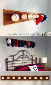 Homemade baseball hat rack