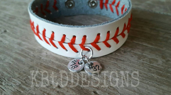 custom baseball leather bracelet