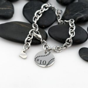 etsy silver baseball bracelet