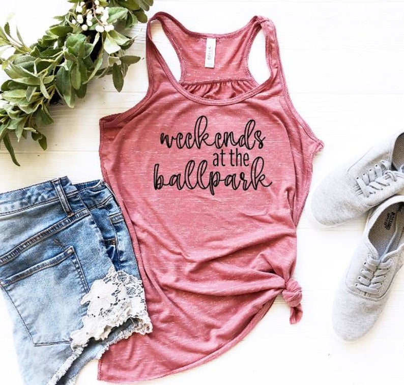 etsy weekends at the ballpark tank top