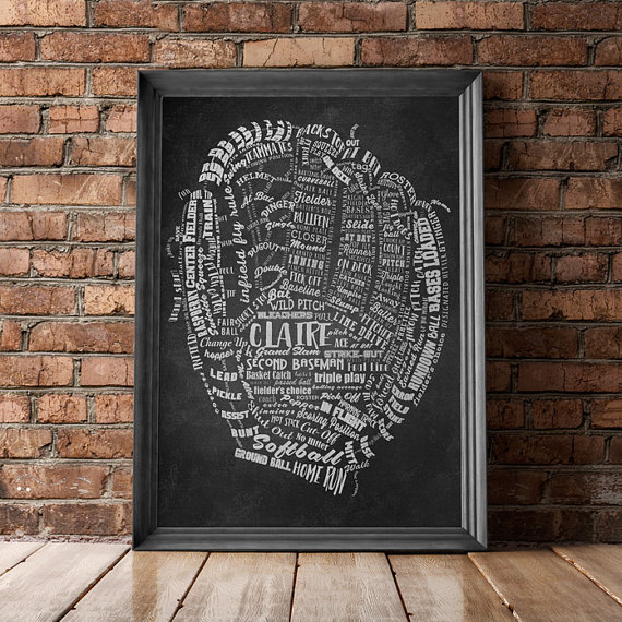 personalized baseball glove print