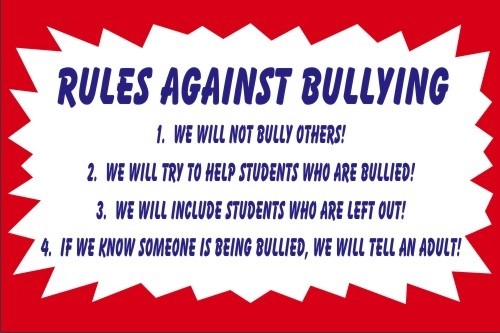 rules against bullying sign