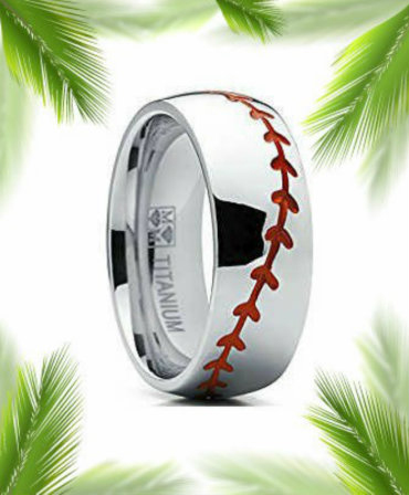 titanium baseball ring with border