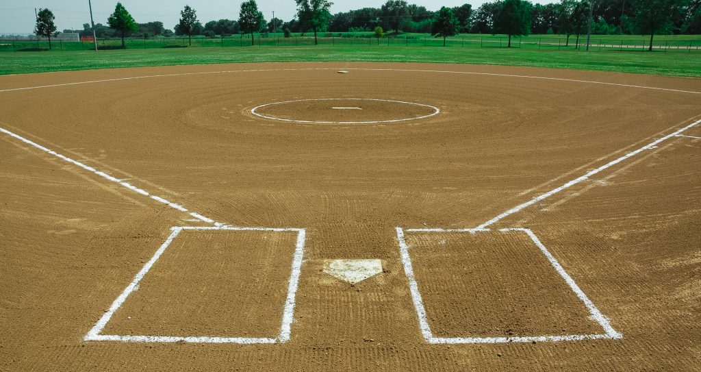 freshly maintained baseball field