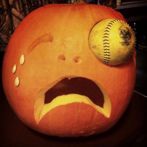 baseball in the eye pumpkin