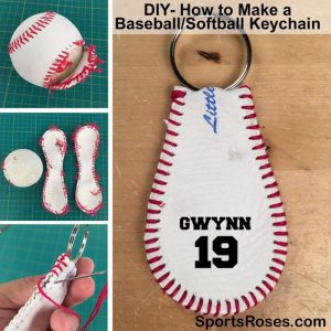 baseball leather keychain