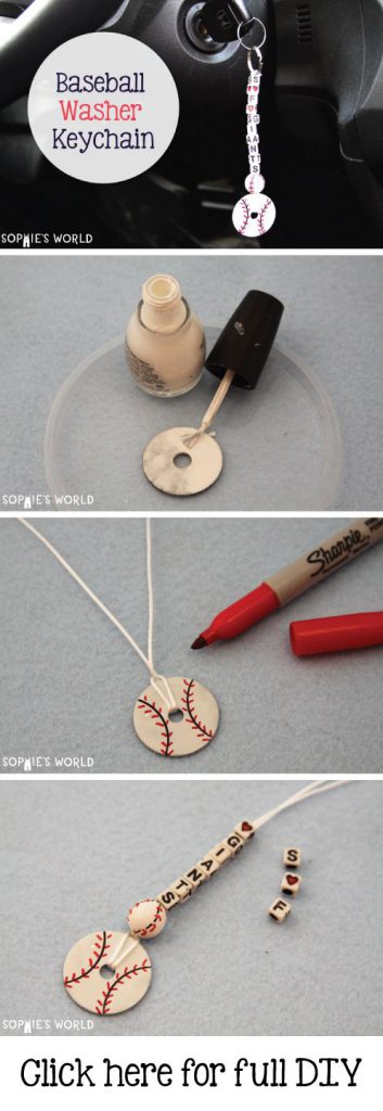 baseball washer keychain
