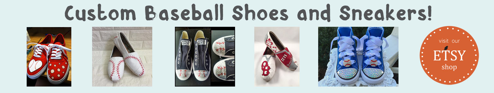 etsy custom baseball shoes banner light blue