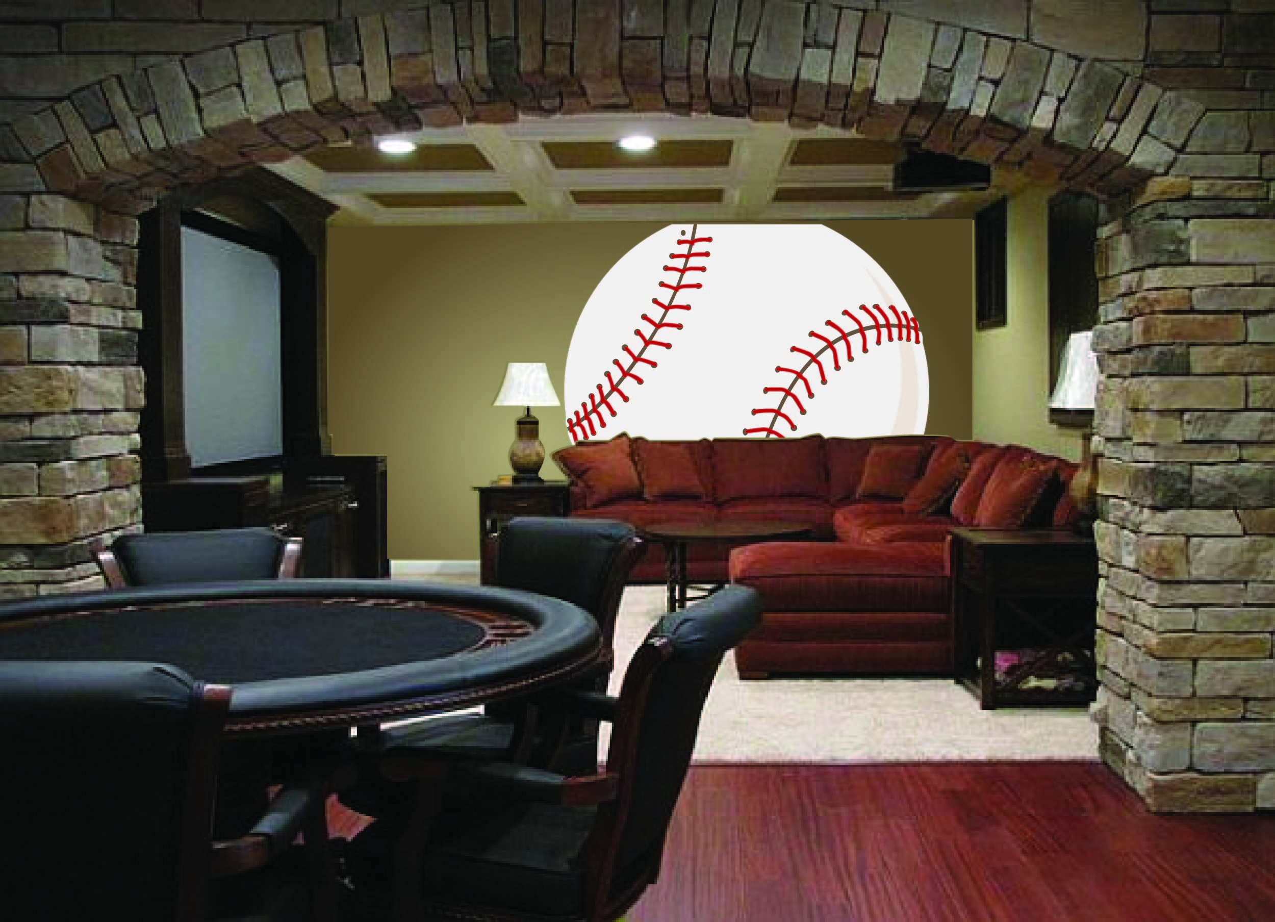 living room baseball party