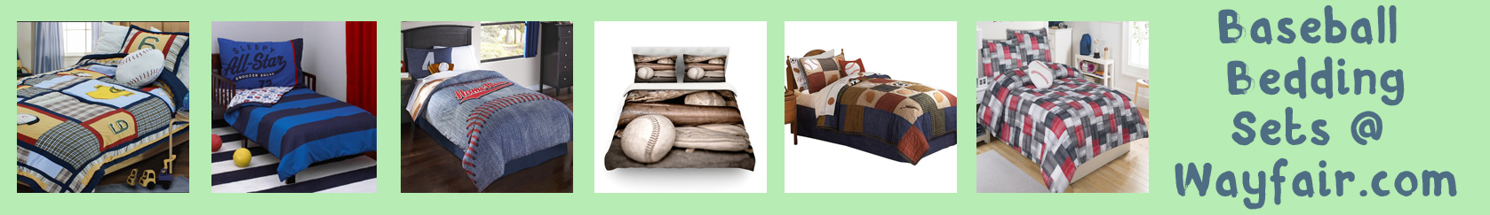 wayfair baseball bedding banner light green