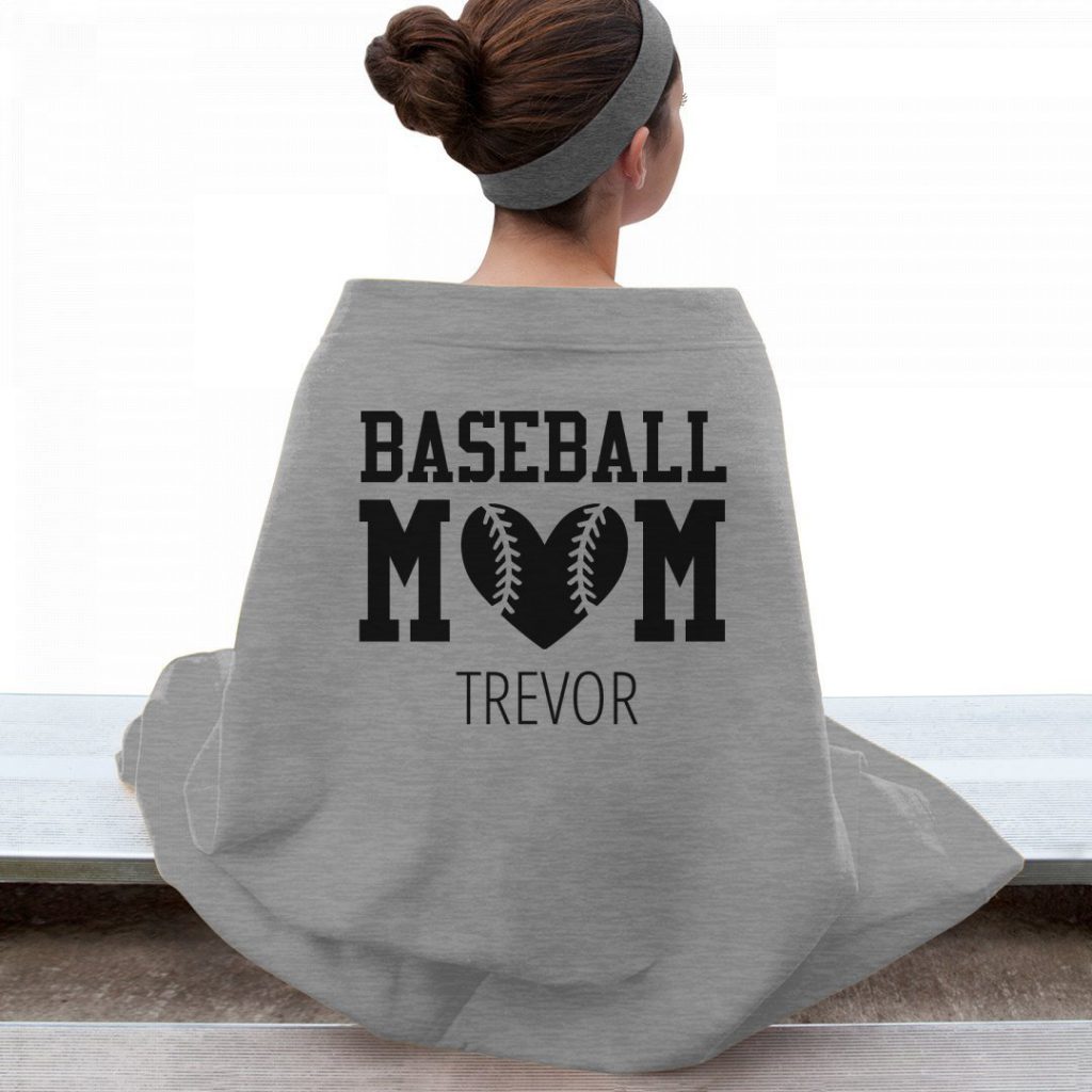 baseball mom fleece blanket with name