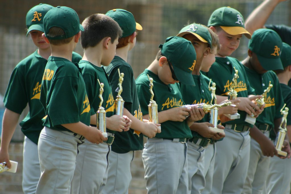 team getting trophies