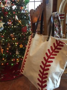canvas baseball tote bag