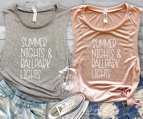 summer nights & ballpark lights tank tops