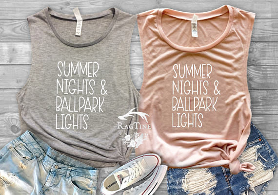 summer nights & ballpark lights tank tops