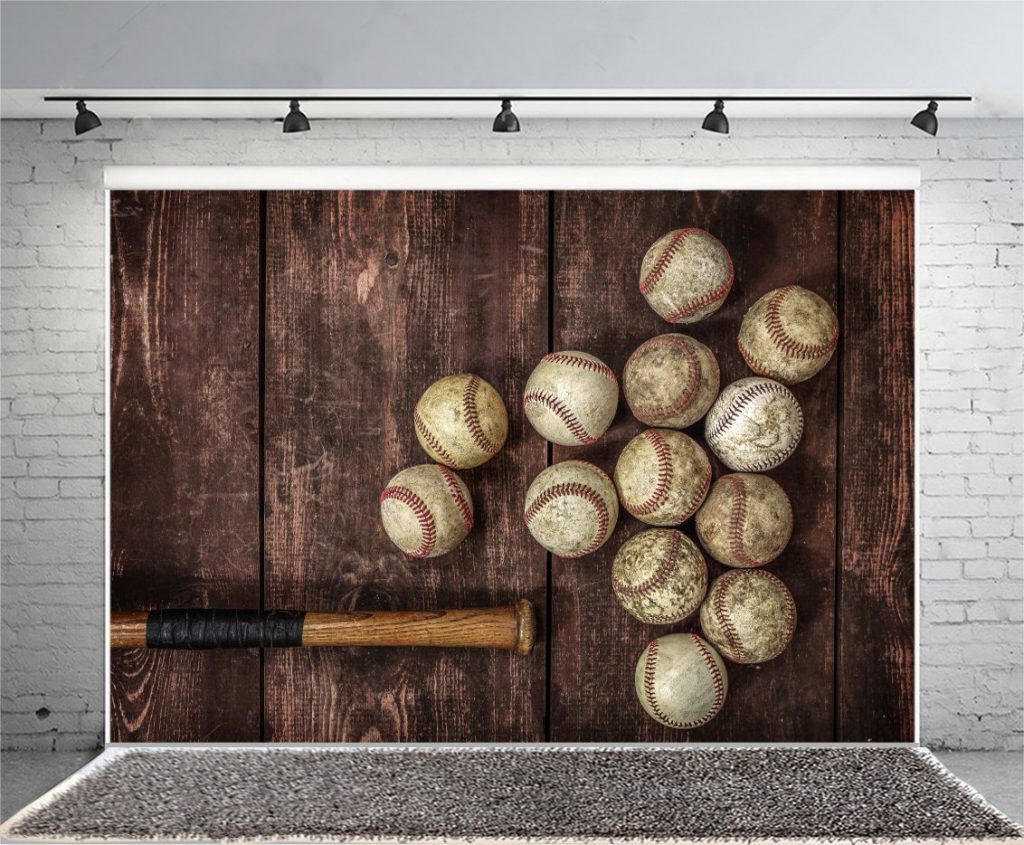 Laeacco Old Vintage Baseball Background 7x5ft Photography Background Aged Balls