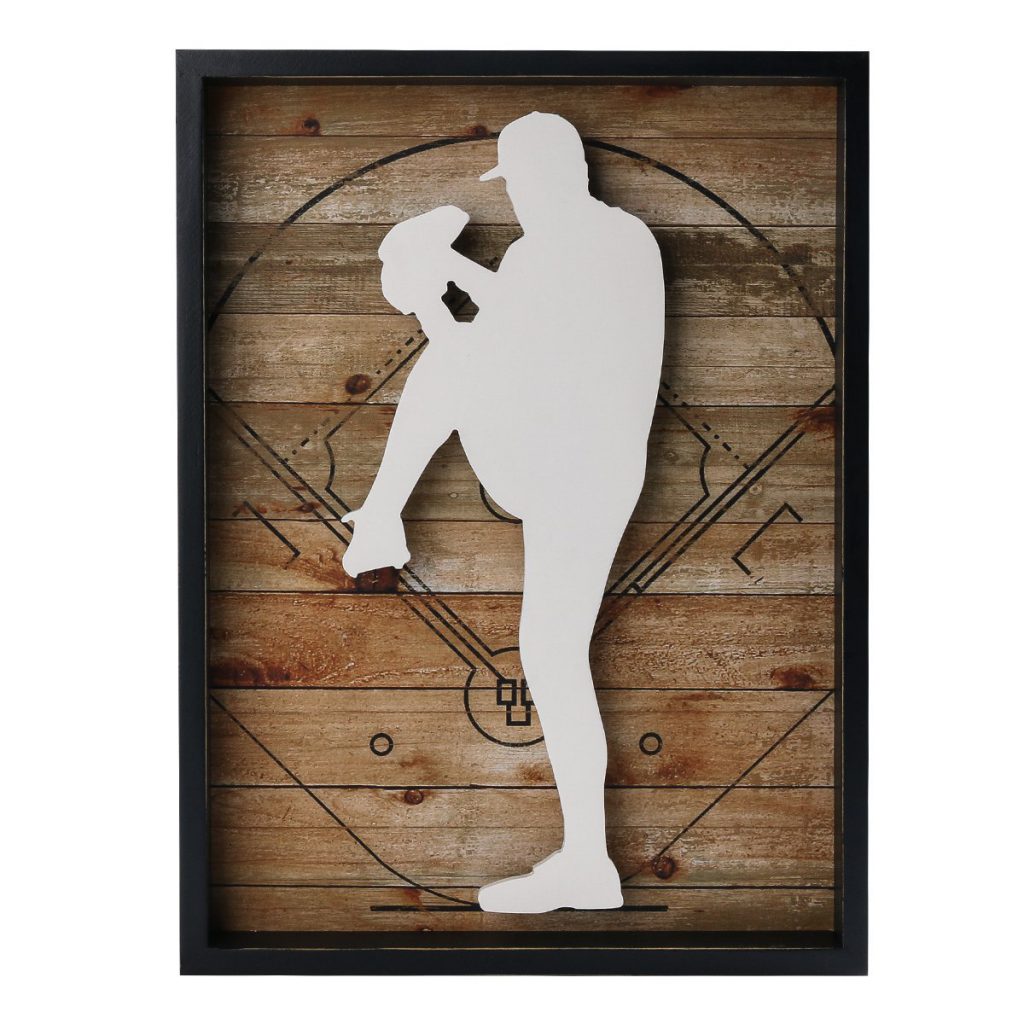 Outdoors Sports Baseball Wooden Framed Wall Art