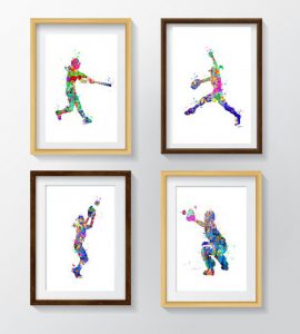 PRINTABLE Watercolor Softball Prints