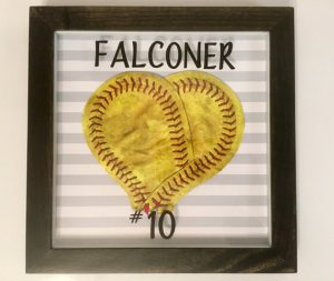Softball Heart Frame with Player Name and Number