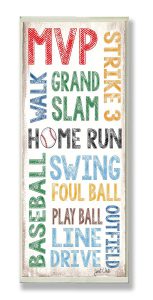 Stupell Home Décor Home Run Baseball Typography Rectangle Wall Plaque