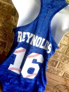 baseball tank with custom name and number on back