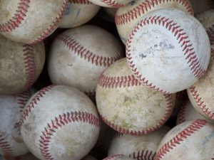old worn baseballs