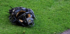baseball glove on grass