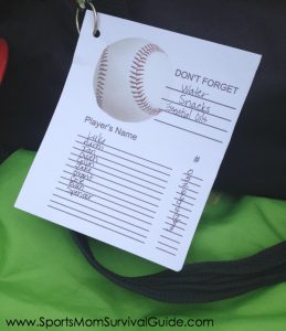 team name and number list