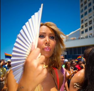 woman with hand fan