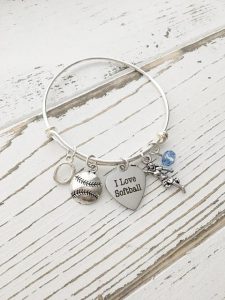Personalized Softball Bangle Bracelet