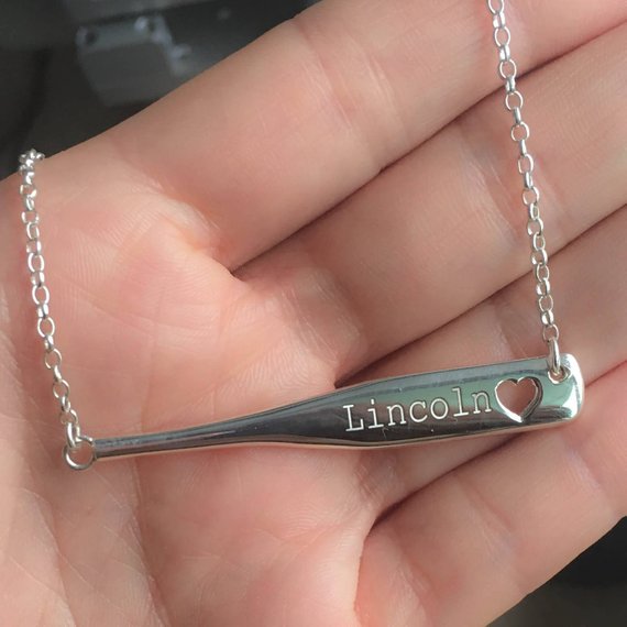 personalized baseball bat necklace