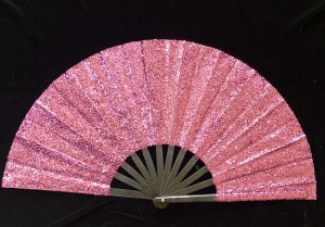pink glitter hand fan