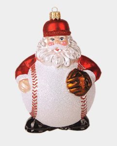 Pinnacle Peak Trading Company Baseball Body Santa Claus Polish Glass Christmas Tree Ornament