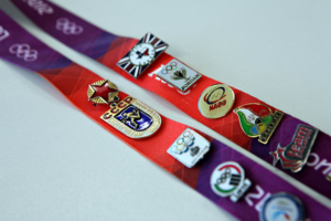 baseball trading pins on lanyard